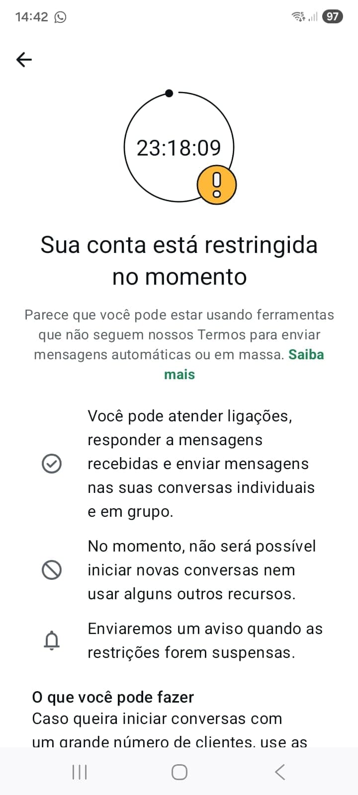 Conta restrita pela Meta
